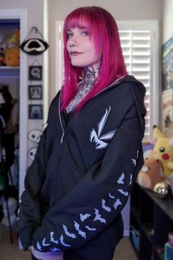 VampireFreaks Taxidermy Bat Hoodie W/ Bat Sleeves [Zipper Or Pullover] -AKUMU INK shop Womens Bat Hoodie