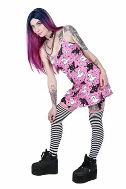 Too Fast Cute Ghost And Bat Skater Dress -AKUMU INK shop Womens Bat Skater Dress