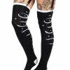 Too Fast Bats And Stars Thigh High Garter Socks -AKUMU INK shop Womens Bat Socks