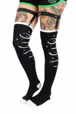Too Fast Bats And Stars Thigh High Garter Socks
