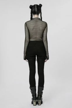 PUNK RAVE Club Creature Fishnet Top [BLACK] -AKUMU INK shop Womens Emo Small Top
