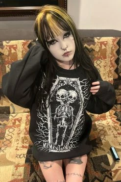 VampireFreaks Memento Mori Conjoined Skeleton Twins Sweatshirt -AKUMU INK shop Womens Goth Oddities Hoodie