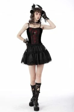 DARK IN LOVE Burgundy Blood Ruffle Top -AKUMU INK shop Womens Gothic Corset Plus Sisze
