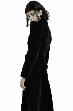 PUNK RAVE Black Dahlia Velvet Coat [BLACK] -AKUMU INK shop Womens Gothic Velvet Jacket