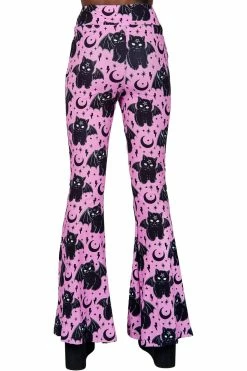 Too Fast Vampurr The Vampire Cat Hellz Bellz Bell Bottoms -AKUMU INK shop Womens Kawaii Bell Bottoms