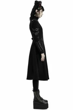 PUNK RAVE Midnight Militia Gothic Coat [BLACK] -AKUMU INK shop Womens Military Gothic Outerwear
