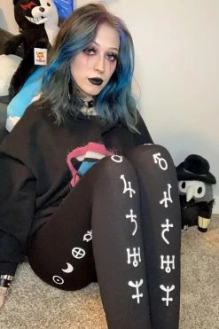 VampireFreaks Dark Arts Occult Symbols Leggings 10 VampireFreaks Dark Arts Occult Symbols Leggings -AKUMU INK shop Womens Norse Leggings