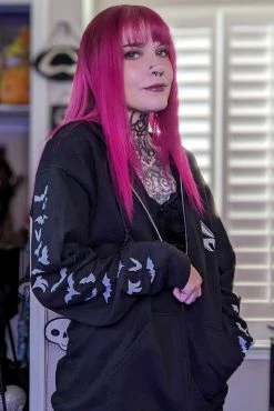 VampireFreaks Taxidermy Bat Hoodie W/ Bat Sleeves [Zipper Or Pullover] -AKUMU INK shop Womens Oversized Bat Hoodie