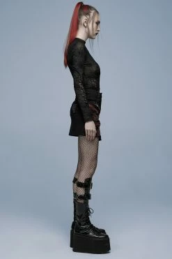 PUNK RAVE Slasher Girl Spiderweb Top [BLACK] -AKUMU INK shop Womens Plu ssize goth clothes