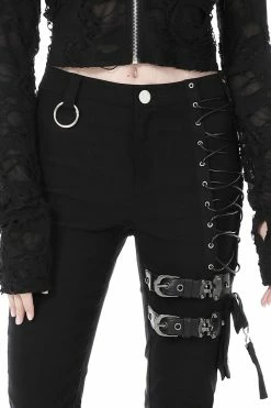 DARK IN LOVE Grunge Core High Waisted Pants -AKUMU INK shop Womens Punk Pants