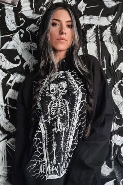 VampireFreaks Memento Mori Conjoined Skeleton Twins Hoodie [Zipper Or Pullover] -AKUMU INK shop Womens Wednesday Addams Clothing