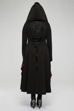 PUNK RAVE Cottagecore Creature Cloak [BLACK/RED] -AKUMU INK shop Womens gothic coat halloween