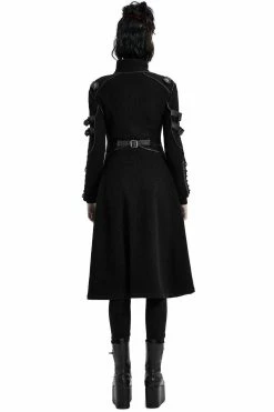 PUNK RAVE Midnight Militia Gothic Coat [BLACK] -AKUMU INK shop Womens winter goth coat