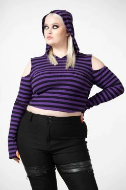 KILLSTAR Zephyr Hooded Top [PURPLE] -AKUMU INK shop ZEPHYR HOODED TOP PURPLE PLUS W