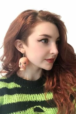 Tentacle Vomit Beheaded Baby Doll Head Earrings -AKUMU INK shop aaaaa