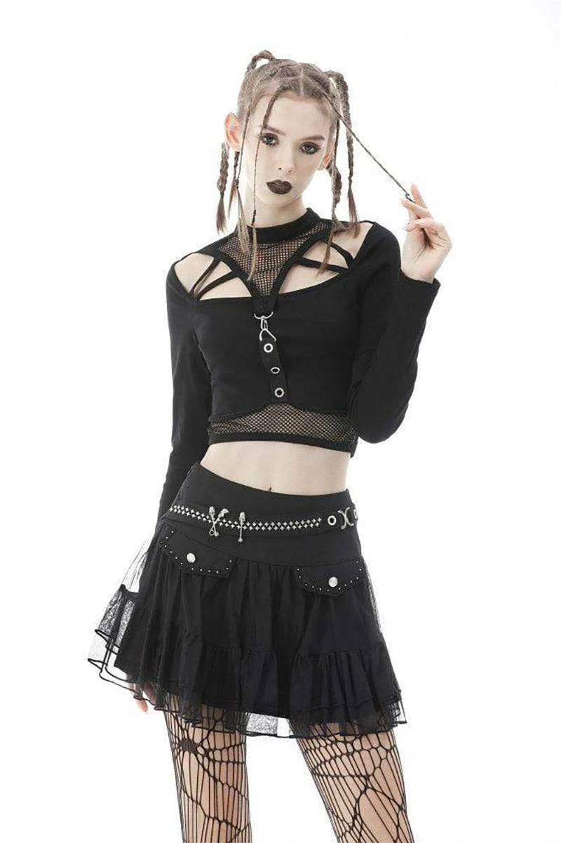 DARK IN LOVE School Skullstice Mesh Mini Skirt 4 DARK IN LOVE School Skullstice Mesh Mini Skirt - Image 2
