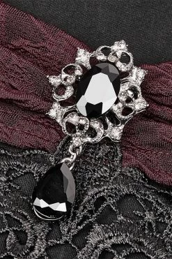 PUNK RAVE Castle Curse Bardot Top [BLACK/RED] -AKUMU INK shop adadas