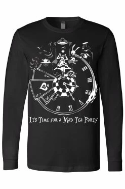 VampireFreaks Alice In Wonderland Clock Tee [Multiple Styles Available] -AKUMU INK shop alice clock longsleeve tshirt