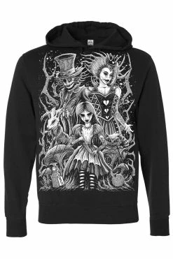 VampireFreaks Malice In Wonderland Hoodie [Zipper Or Pullover] -AKUMU INK shop alice in wonderand pullover hoodie resize