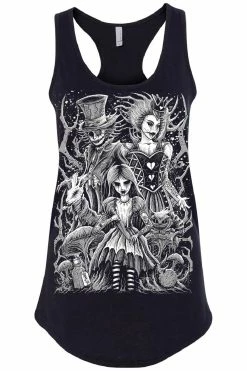 VampireFreaks Malice In Wonderland Tee [Multiple Styles Available] -AKUMU INK shop alice in wonderland racerback tank black front resize