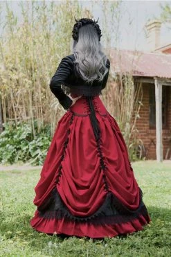 Gallery Serpentine Gothic Red & Black Victorian Wedding Dress, Made To Measure -AKUMU INK shop annetteredvictorianweddingdress