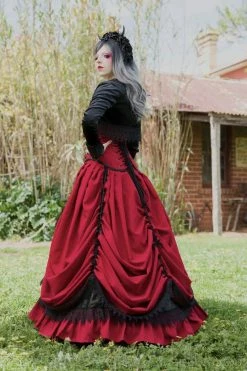 Gallery Serpentine Gothic Red & Black Victorian Wedding Dress, Made To Measure -AKUMU INK shop annetteredvictorianweddingdress1