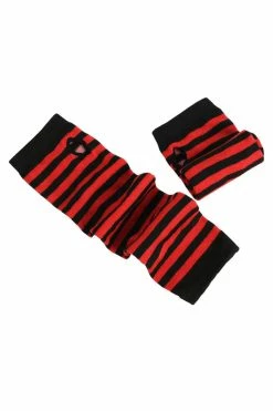VampireFreaks Emo Striped Arm Warmers [Black/Red] -AKUMU INK shop armwarmers2
