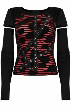 PUNK RAVE Barbie Blood Top Set [BLACK/RED] -AKUMU INK shop avril lavigne shirt