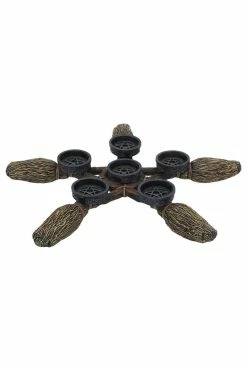 NEMESIS NOW Broomstick Pentagram Tea Light Candle Holder -AKUMU INK shop b3755k8