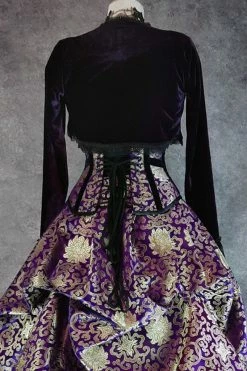Gallery Serpentine Amethyst Velvet Bolero Shrug 11 Gallery Serpentine Amethyst Velvet Bolero Shrug -AKUMU INK shop back purple velvet bolero
