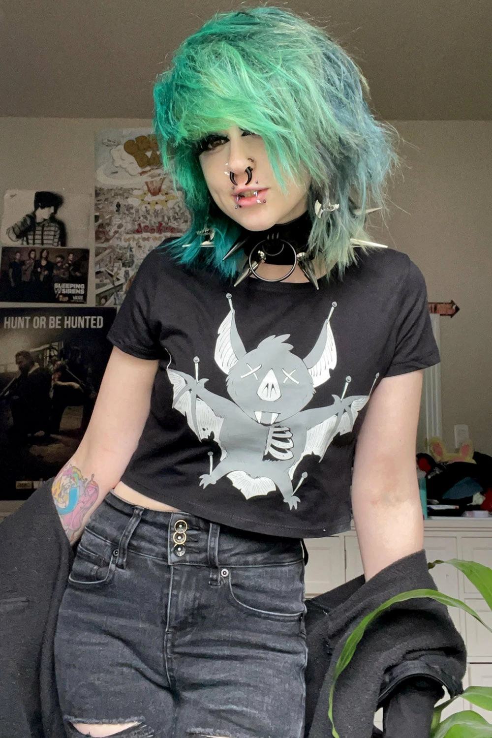 VampireFreaks Taxidermy Bat Crop Top 3 VampireFreaks Taxidermy Bat Crop Top