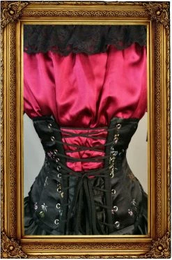 Gallery Serpentine Corsetry The 'Lilly' Underbust Victorian Corset - Black Oriental Brocade 7 Gallery Serpentine Corsetry The 'Lilly' Underbust Victorian Corset - Black Oriental Brocade -AKUMU INK shop black asian lilly full bac