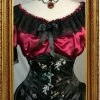 Gallery Serpentine Corsetry The 'Lilly' Underbust Victorian Corset - Black Oriental Brocade 1 Gallery Serpentine Corsetry The 'Lilly' Underbust Victorian Corset - Black Oriental Brocade -AKUMU INK shop black asian lily front