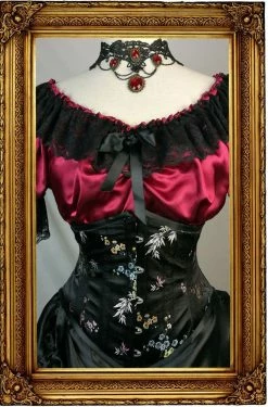 Gallery Serpentine Corsetry The 'Lilly' Underbust Victorian Corset - Black Oriental Brocade