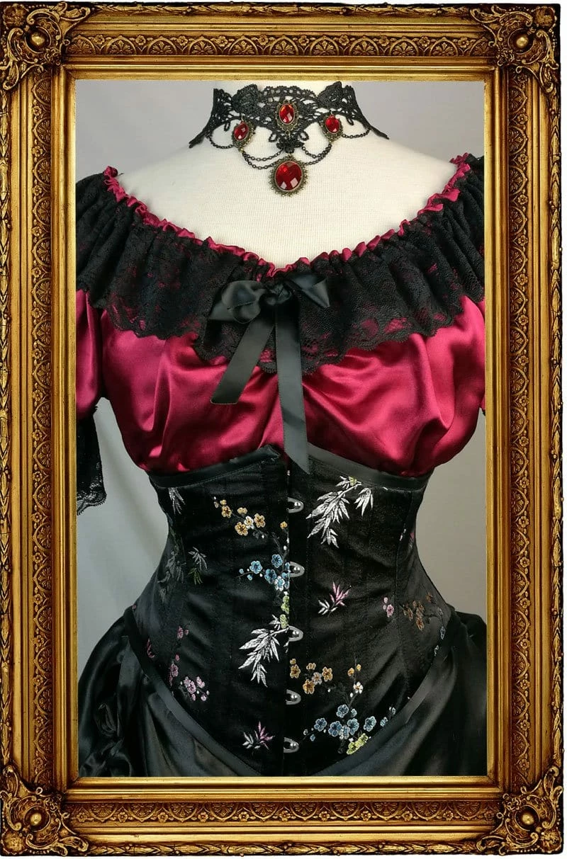 Gallery Serpentine Corsetry The 'Lilly' Underbust Victorian Corset - Black Oriental Brocade 3 Gallery Serpentine Corsetry The 'Lilly' Underbust Victorian Corset - Black Oriental Brocade