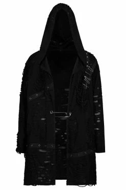 PUNK RAVE Dark Ages Distressed Cardigan -AKUMU INK shop black gothic decaden jacketcopy