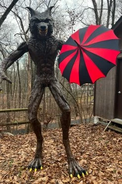 VampireFreaks Batwing Pagoda Umbrella [BLACK/RED STRIPED] -AKUMU INK shop black red batwing umbrella 05