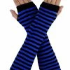VampireFreaks Emo Striped Arm Warmers [Black/Blue] -AKUMU INK shop blue armwarmers 02