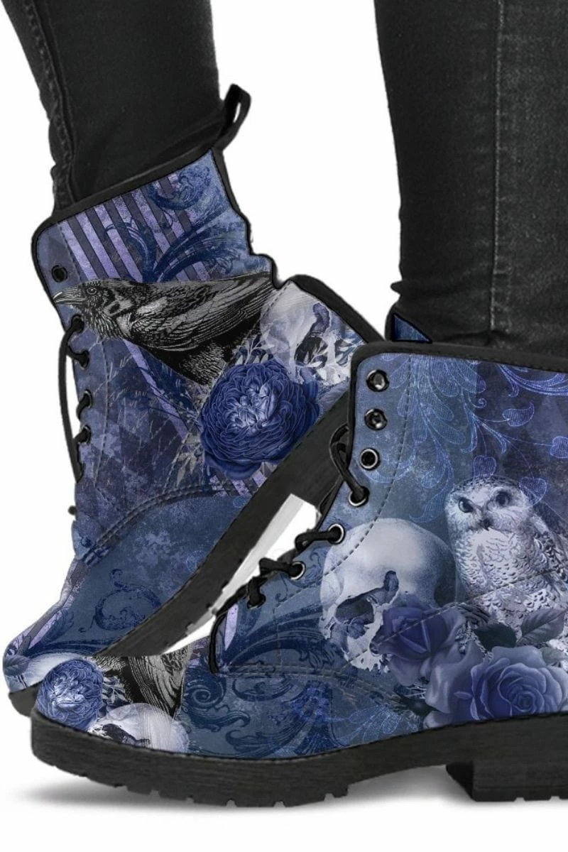 Gallery Serpentine Gothic Blue Memento Vegan Women's Boots, FREE Shipping 3 Gallery Serpentine Gothic Blue Memento Vegan Women's Boots, FREE Shipping