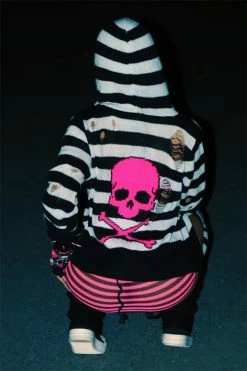 Too Fast Pink Skull Striped Zip Up Cardigan Sweater 17 Too Fast Pink Skull Striped Zip Up Cardigan Sweater -AKUMU INK shop ccc d0503c48 c752 4d5b 9058 7aa6e69fd54b