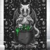 VampireFreaks Conjuring Cat Shower Curtain -AKUMU INK shop conjuring cat shower curtain
