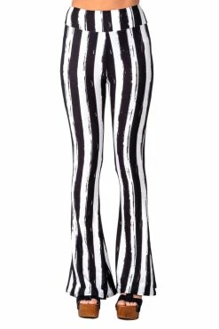 Too Fast Distressed Beetlejuice Striped Hellz Bellz Bell Bottoms [BLACK/WHITE] -AKUMU INK shop cxcxcx ca57afd9 f643 4ae3 bed6 2723b116e4d1