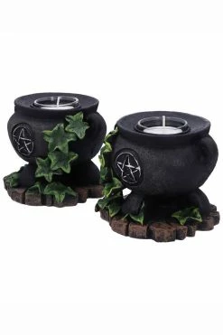NEMESIS NOW Ivy Cauldron Witches Candle Holders -AKUMU INK shop d5458t1 1