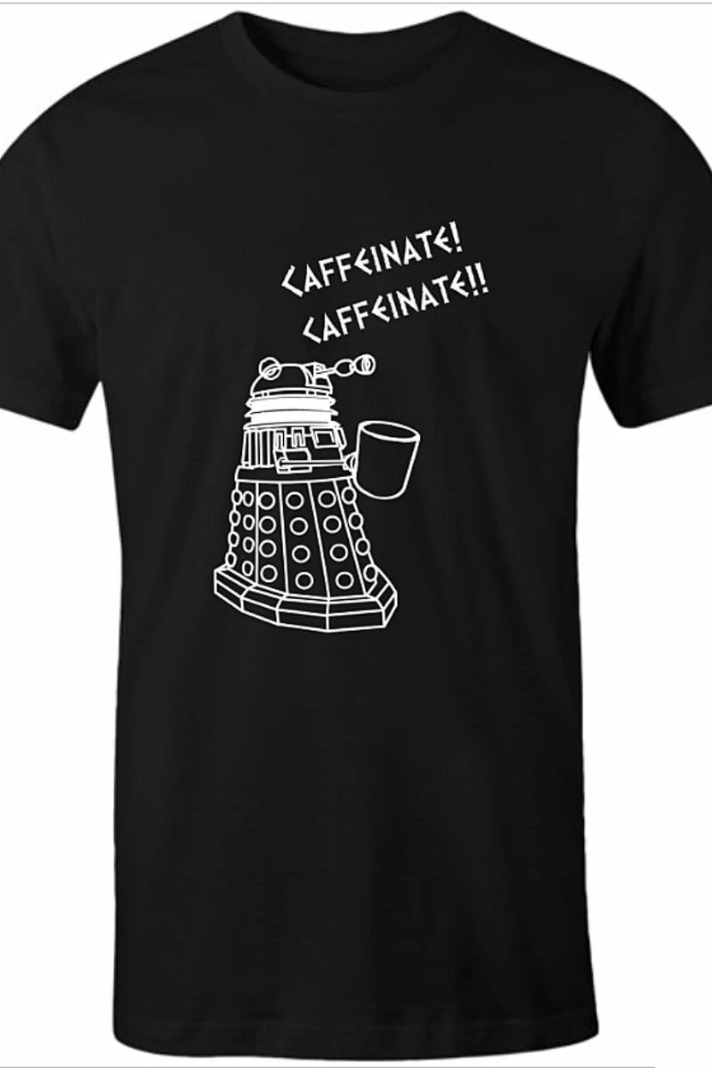 Victorian And Steampunk Black Dalek Needs Caffeine Meme Tee 3 Victorian And Steampunk Black Dalek Needs Caffeine Meme Tee