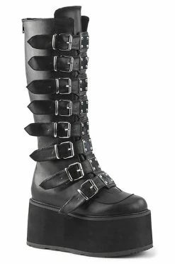 Demonia Queen Of The DAMNED-318 Boots [Black Vegan Leather]