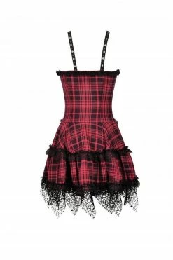 DARK IN LOVE Girl In The Band Plaid Punk Dress -AKUMU INK shop darkinlove women s punk lace hem plaid layered slip dress 28973899022451 1080xcopy