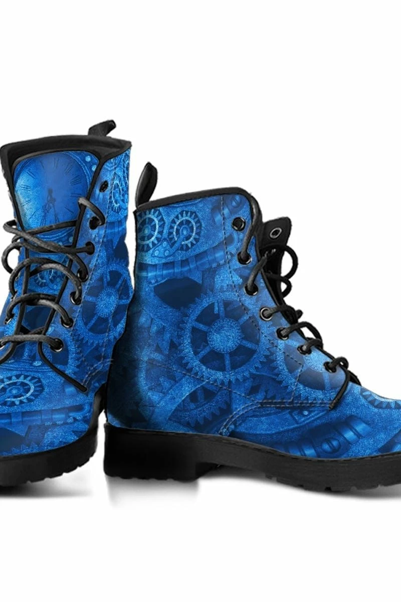 Gallery Serpentine Bright Blue Steampunk, Vegan Women's Boots, FREE Shipping 4 Gallery Serpentine Bright Blue Steampunk, Vegan Women's Boots, FREE Shipping - Image 2