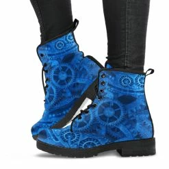 Gallery Serpentine Dave's Blue Steampunk, Men's Vegan Boots, FREE Shipping -AKUMU INK shop davebluesteampunkboots4