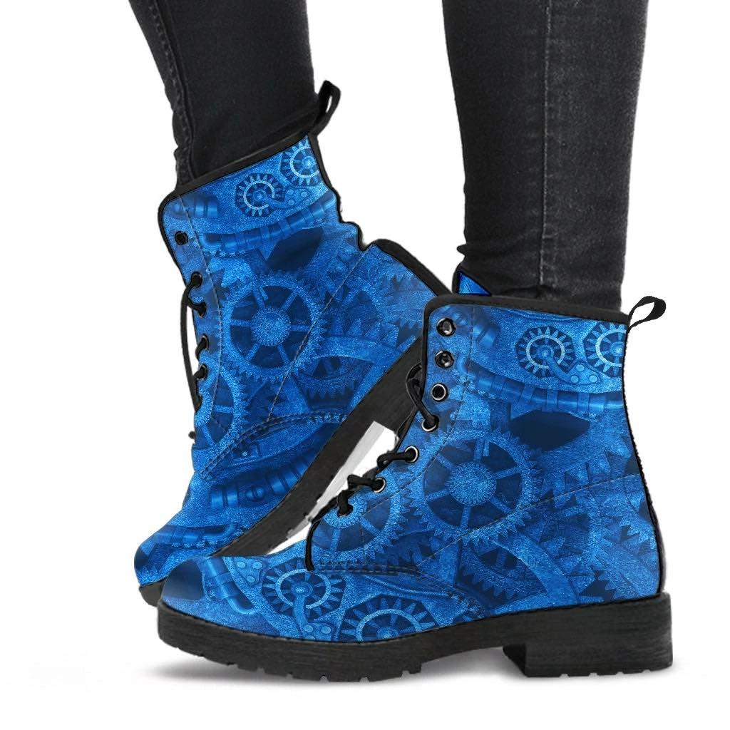 Gallery Serpentine Bright Blue Steampunk, Vegan Women's Boots, FREE Shipping 7 Gallery Serpentine Bright Blue Steampunk, Vegan Women's Boots, FREE Shipping - Image 5