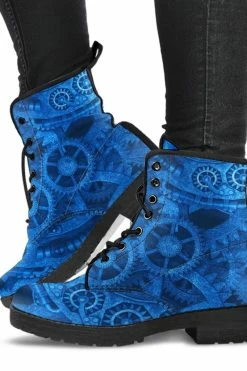 Gallery Serpentine Bright Blue Steampunk, Vegan Women's Boots, FREE Shipping